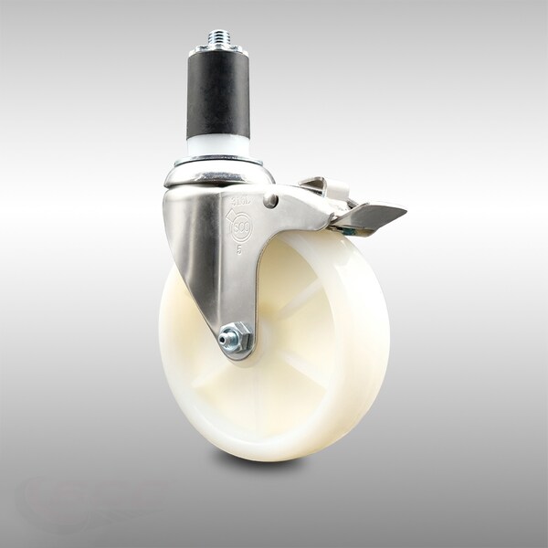Service Caster 5 Inch 316SS Nylon Wheel Swivel 1-5/8 Inch Expanding Stem Caster Lock Brake SCC SCC-SS316TTLEX20S514-NYS-158 - main